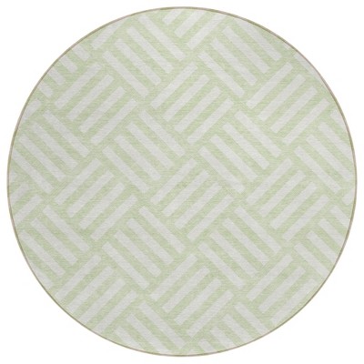 Mint Green And Ivory Geometric Washable Indoor Outdoor Area Rug