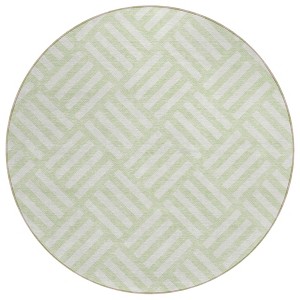 Mint Green And Ivory Geometric Washable Indoor Outdoor Area Rug - 1 of 4