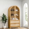 FONTOI Arched Shaped Storage Cabinet with Covered Top, 3-Tier Arched Bookcase with 2 Doors&2 Drawers, Brown, 15.7"*72.8"*35" - 2 of 4