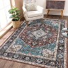 Washable Rug – Vintage Floral Print Carpet, Stain Resistant Non-Slip Low Pile Area Rug for Living Room, Bedroom, Dining Room - 3 of 4