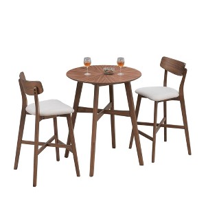 NicBex 3 Piece Bar Table Set Modern Counter Height Round Kitchen Table with Upholstered Cushion Bar Stools Set of 2,Suitable for Kitchen - 1 of 4