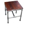 HomeRoots 16" Brown and Silver Distressed Solid Wood and Iron Square End Table - 4 of 4