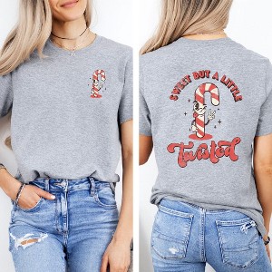 Simply Sage Market Women's A Little Twisted Candy Cane Front and Back Short Sleeve Graphic Tee - 1 of 4