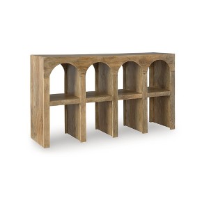 Signature Design by Ashley Luzmanacy 4-Shelf Console Table, Natural Brown Solid Mango Wood Sofa Table - 1 of 4