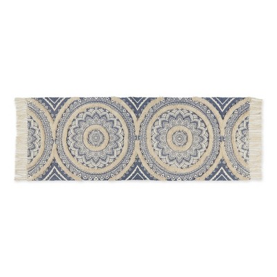 Design Imports Medallion Textured Fringe - French Blue - 2 Ft 3 In X 6 Ft