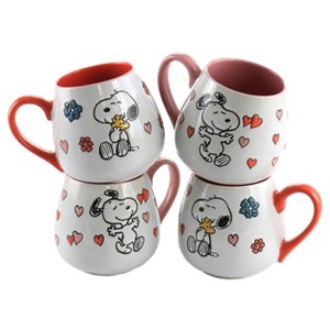Peanuts 4 Piece 20 Ounce Stoneware Wax Relief Cup in 2 Assorted Designs - 1 of 4
