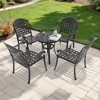 5-Piece Cast Aluminum Outdoor Dining Set: Round Table, Stackable Chairs & Blue Cushions - All-Weather Patio Furniture for Your Backyard - 2 of 4