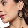 SOHI Women's Carbon Black Beaded Twist Hoop Earrrings - 4 of 4
