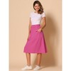 INSPIRE CHIC Women's Casual Elastic Waist Peasant A-Line Midi Skirts with Pockets - 2 of 4