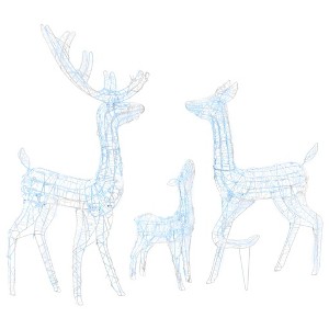 vidaXL Acrylic Reindeer Family Christmas Decoration with 300 LED Lights - Cold White - Indoor/Outdoor - 8 Lighting Modes - Set of Three - 1 of 4