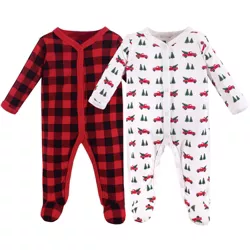 Hudson Baby Baby Cotton Snap Sleep and Play 2pk, Christmas Tree, 6-9 Months