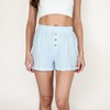 Anna-Kaci Lounge Women's Seersucker Stripe Lounge Shorts with Elastic Waistband and Decorative Button Front - 4 of 4