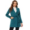 INSPIRE CHIC Women's Shawl Collar Lapel Winter Belted Coat with Pockets - 3 of 4