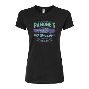 Women's - Disney - Radiator Springs Ramone's House of Body Art Rt 66 Fitted Graphic T-Shirt - 1 of 3