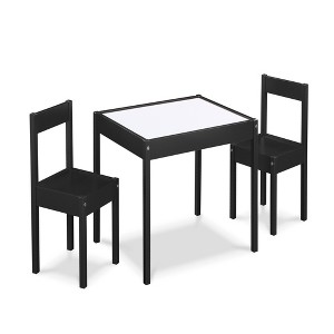 SEVOBAL Kids Table Sets, 3-Piece Dry Erase Activity Table with Two Chairs for Creative Learning, Black, 28.5"*20.5"*3.5" - 1 of 4