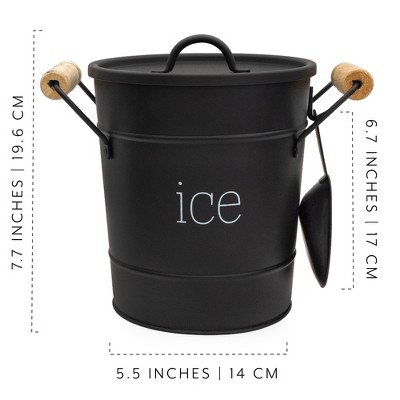 Black Enamel Farmhouse Ice Bucket with Scoop and Lid