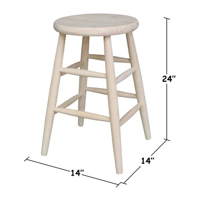 Traditional Solid Hardwood Unfinished Counter Height Stool