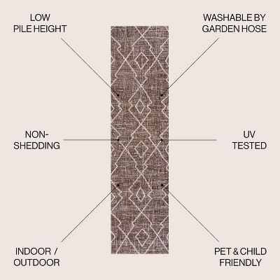 Carwa Brown and Beige Diamond Trellis Runner Rug
