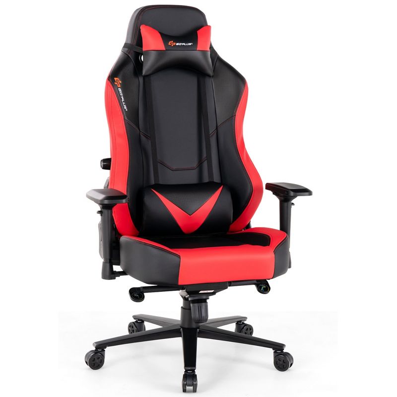 Costway Gaming Chair 360° Swivel Computer Reclining Height Adjustable 4D Armrest Red, 1 of 11