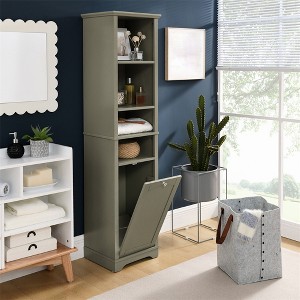 64" Tall Bathroom Storage Cabinet, Freestanding Floor Cabinet with Adjustable Shelves, Narrow Storage Cabinet for Living Room Bathroom Kitchen - 1 of 4