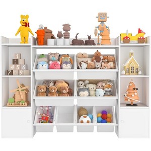 Kids Toy Storage Unit, Children's Bookcase Storage Unit, Toy Organiser with 8 Removable Toy Bins & Storage Shelves, Kids Playroom Organization - 1 of 4