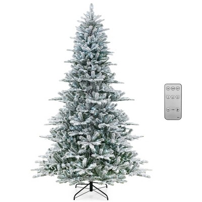 Tangkula 6/7/8 FT Snow Flocked  Christmas Tree w/ 661/1119/1447 PVC & PE Tips 500/620/800 LED Lights