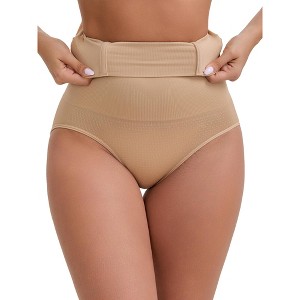 INSPIRE CHIC Women's High-Waisted Butt Lifting Briefs Postpartum Slimming Waist Breathable and Comfortable Control Panties - 1 of 4