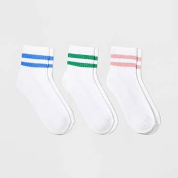 Women's Floral Print 3pk Crew Socks - A New Day™ Ivory/Heather