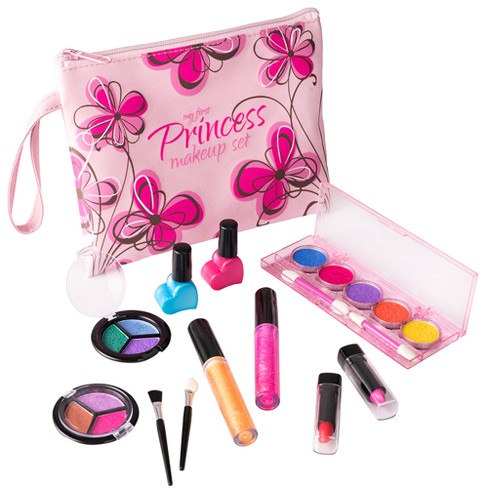 Playkidz Real Washable Play Make Up Set For Princess - 11 Piece Kids Makeup Kit For Girls Non Toxic - Full Makeup Dress Up Set Bag : Target