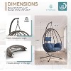 ALAULM Egg Swing Chair Indoor Outdoor Patio Wicker Rattan Hanging Egg Chair with Stand, Hammock Swing with Cushioned Headrest, 350LB Capacity - 3 of 4