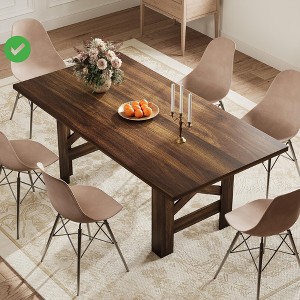 71" Dining Table for 6-8 Large Long Kitchen Table with Sturdy Frame & Triangular Legs Retro Brown - 1 of 4