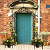 Gulches Adjustable Black Metal Garden Arch with Planter Stands and Holders, 68.11"~94.29" Climbing Plant Support - 2 of 4