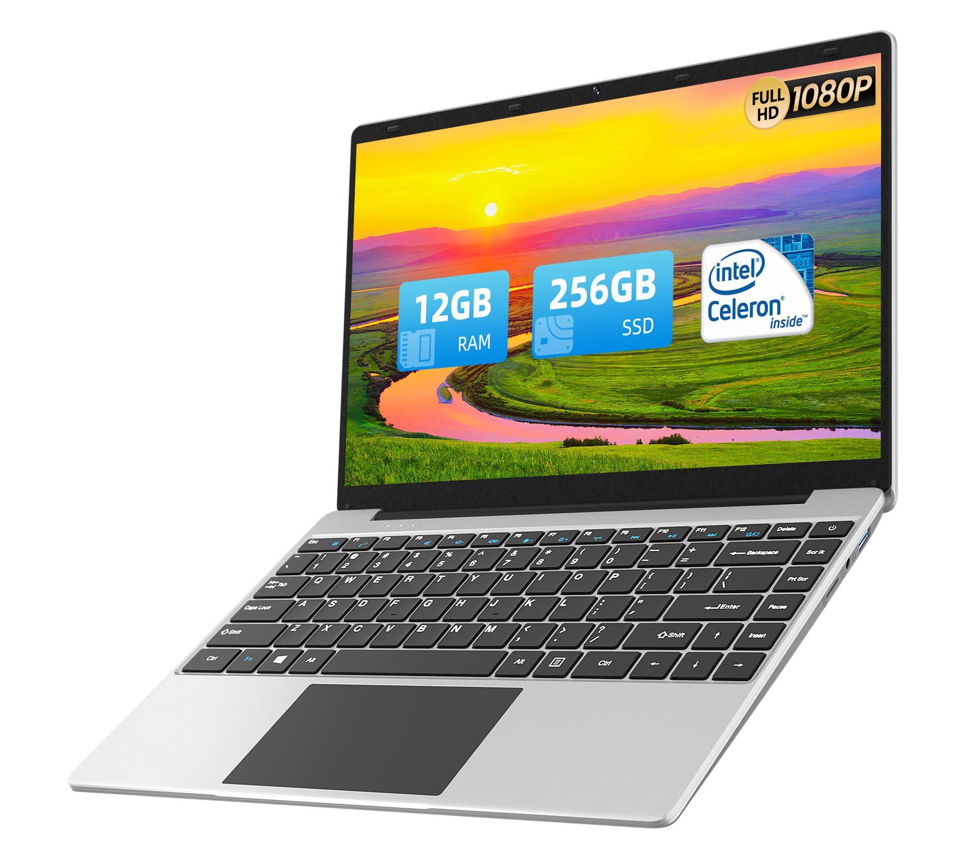 jumper Laptop, 12GB DDR4 256GB SSD, Windows 11 Laptops with 4-core Celeron Processor, Lightweight Computer with FHD 1080p Display, Dual-Band WiFi