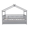 PAGED Twin Size House Shaped Bed Simple Modern Wooden Bed Frame with Headboard and Twin Size Trundle for Bedroom - 4 of 4