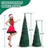 2 Pack, 6FT 5FT Artificial Pop Up Christmas Tree with Red Ball Ornaments for for Home Office Store Holiday Deco, Green - 2 of 4