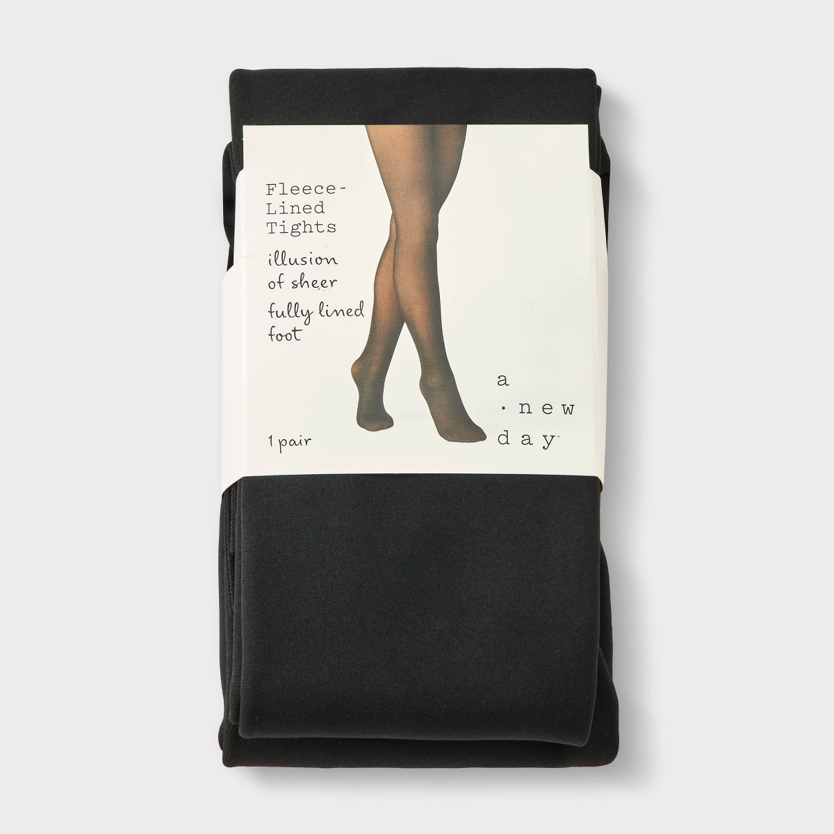 Women's Flat Knit Sheer Illusion Fleece Lined Tights - A New Day™