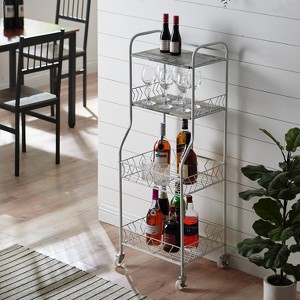 Kings Brand Furniture Lexi 4-Tier Kitchen Rolling Bakers Rack, White - 1 of 4