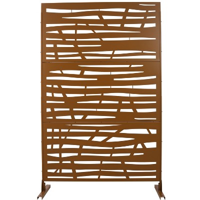 Grungis Matrix Metal Decorative Patio Screens,Freestanding Privacy Fence Panels in Jungle Pattern for Deck Balcony Patio,76" H×48" W