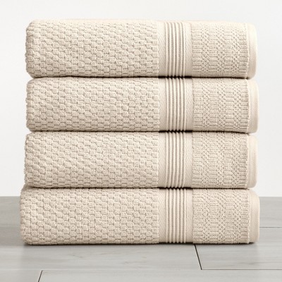 Oatmeal Cotton Waffle Weave Quick Dry Bath Towel Set