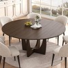 PexFix 59" x 59" Solid Wood Farmhouse Dining Table Round Wood Top with Arched Cross Legs for Modern Dining Rooms & Family Gatherings Walnut - 3 of 4