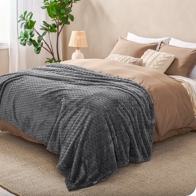 Waffle Grey King Size Reversible Fleece Blanket