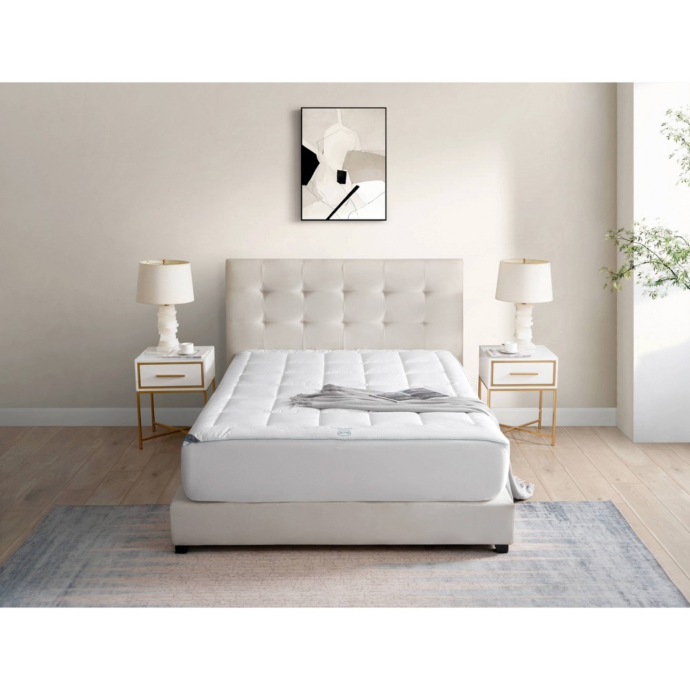 Photos - Bed Linen Sleep Climate King 300 Thread Count Down Alternative Mattress Pad: Cotton Blend, Hypoallergenic Fill, Fits 18" Depth