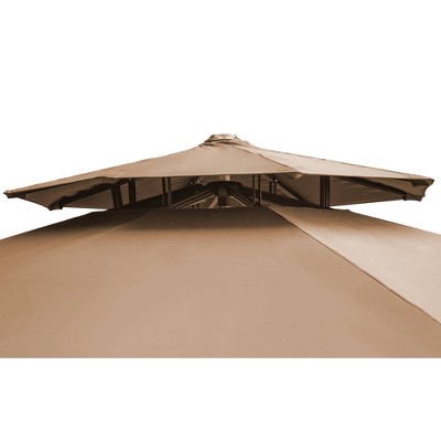 11.5' Tan Aluminum Cantilever Patio Umbrella with Crank