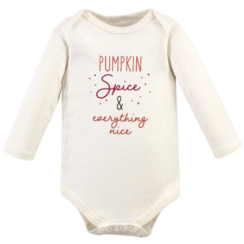 Hudson Baby Infant Girl Cotton Long-Sleeve Bodysuits 5pk, Pumpkin Spice, 4 of 10