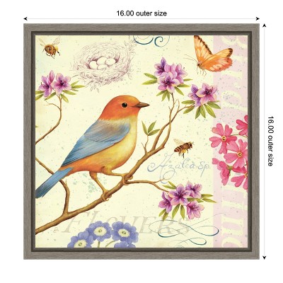 Spring Birds and Bees Canvas Art Print in Light Colors
