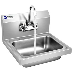 Tangkula Stainless Steel Sink NSF Wall Mount Hand Washing Sink with Faucet & Back Splash - 1 of 4
