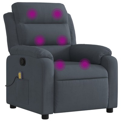 vidaXL Velvet Massage Recliner Chair for Elderly - Dark Gray, 135° Manual Recline, 6-Point Vibration, Side Pocket, Sturdy Frame