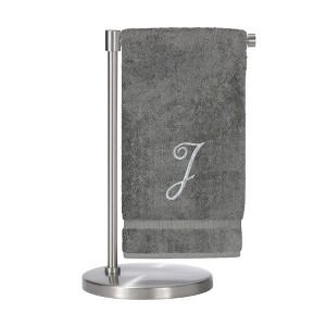 BC BARE COTTON Monogrammed Bath Towel, Personalized Gift, 27 x 54 inches - Set of 1 - Gray - Silver Script - 1 of 4