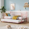 Daybed with Trundle, Sturdy Metal Twin Bed Frame with Heart-shaped Headboard, Day Bed Sofa Bed Frame with Steel Slat Support. - 3 of 4