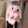 Women Cute Cartoon Rabbit Sling Bag,Fluffy Bunny Shoulder Crossbody Bag,Leather Pink - 2 of 4